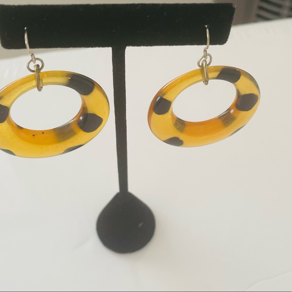 Animal Print Dangle Hoop Earrings